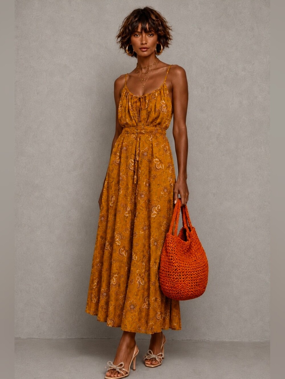 Zara printed midi strap dress size XS NEW